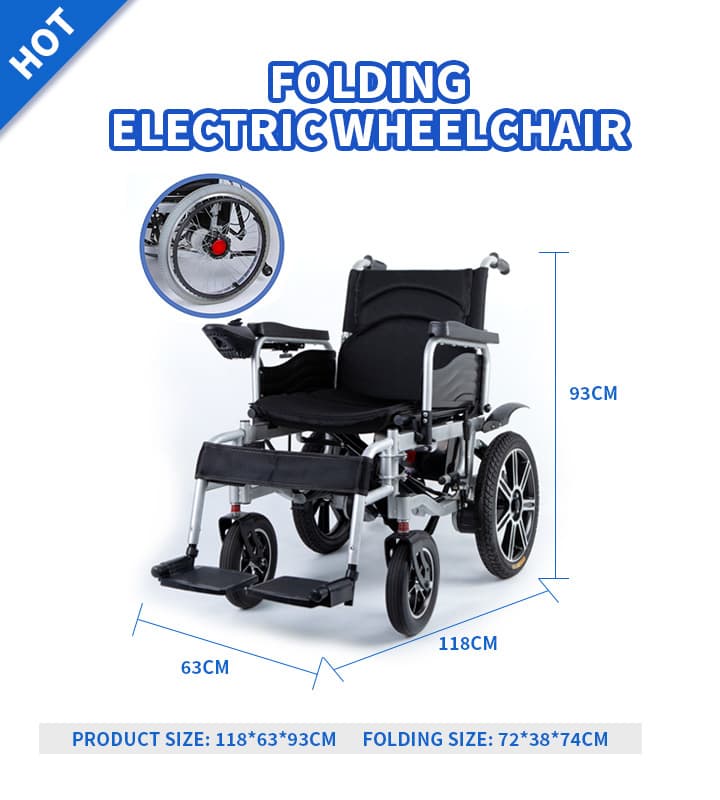 YSE123 Steel Folding Electric Wheelchair Size
